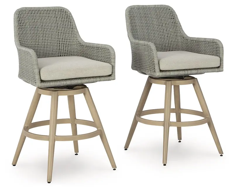 Seton Creek Beige and Gray Cushioned Barstool Set (2-Pack)