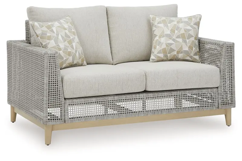 Seton Creek Gray Power Loveseat with Removable Cushions and Console Storage