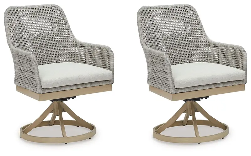 Seton Creek Gray Swivel Chair Set – 2-Pack with Cushions