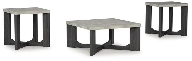 Sharstorm Two-Tone Gray Occasional Table Set – Three-Piece Design
