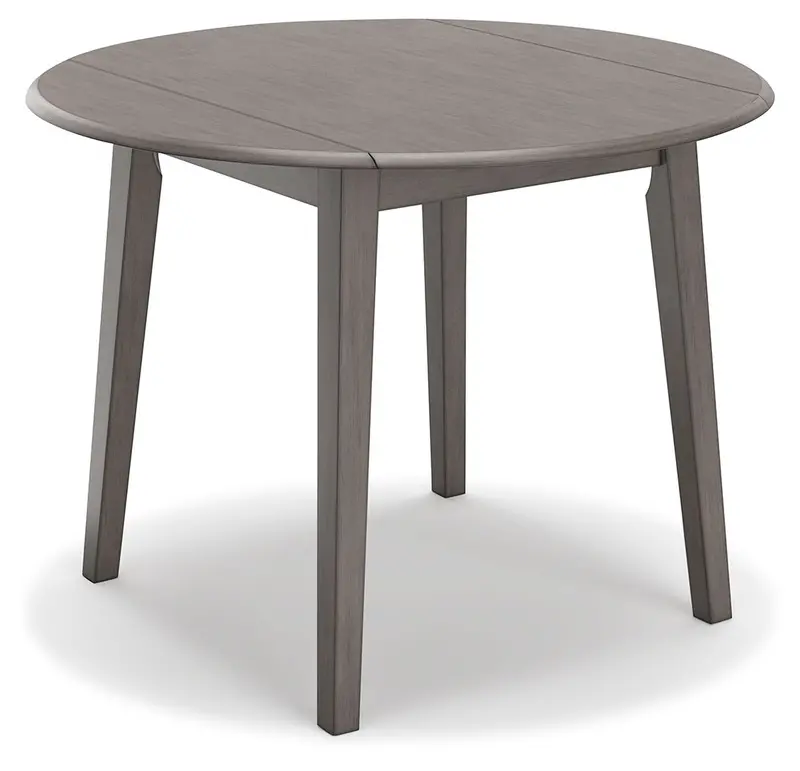 Shullden Gray Round Drop-Leaf Dining Table – Space-Saving Design