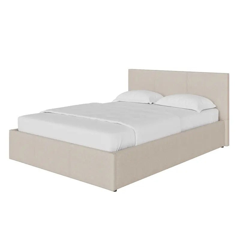 Side-Lift Small Double Ottoman Bed – Natural Wood & Metal Frame, 4 ft x 7 ft