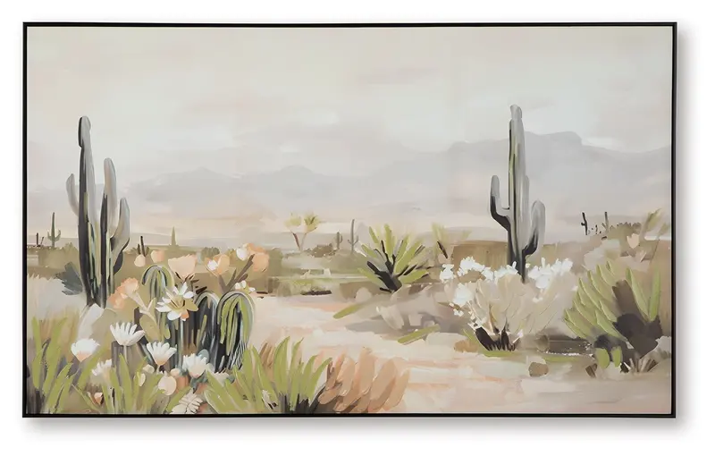 Sidworth Nature-Inspired Wall Art – Serene Green, Beige & Gray Landscape Print