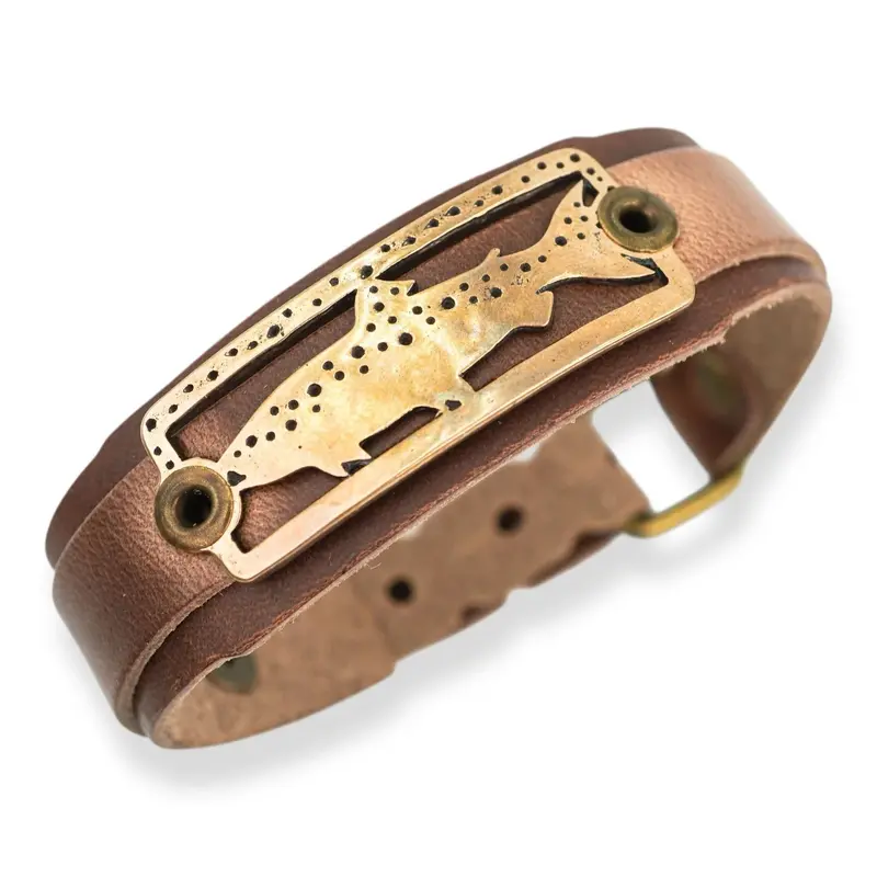 Sight Line Provisions Stargazer Trout Bracelet – Artisan Bronze & Leather Design