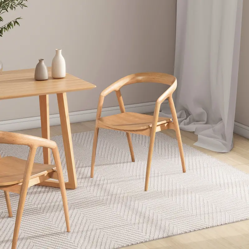 Simeon Scandinavian-Style Sculpted Dining Chair – Warm Natural Brown