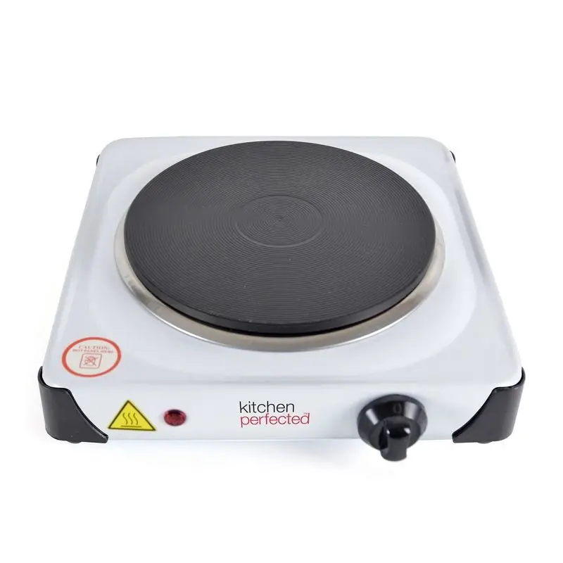 Single-Zone Cast Iron Electric Hotplate – 1500W, Sleek White Design
