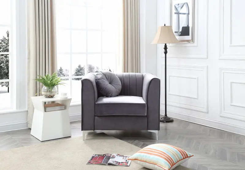 Sloped-Arm Accent Chair – Sleek Profile with Tailored Upholstery