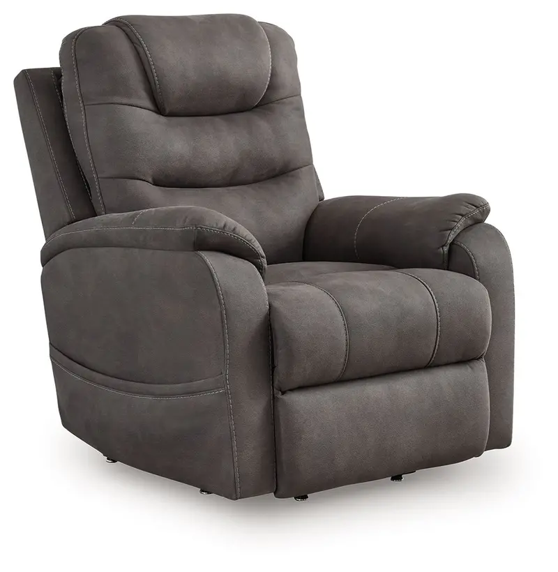 Snowfield Power Lift Recliner in Gunmetal Fabric