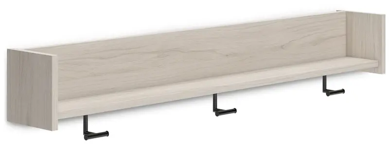 Socalle Light Natural Wood Wall-Mounted Coat Rack with Integrated Shelf