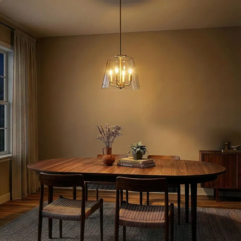 Soiree Four-Arm Candle-Style Pendant Light with Matte Black Finish and Dimmable LEDs