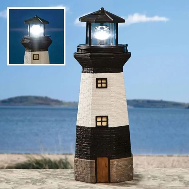 Solar-Powered Lighthouse Garden Light – White LED Outdoor Ornament by Bright Garden