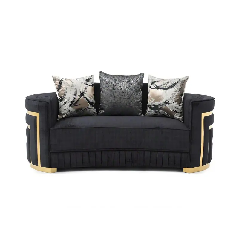 Soledad Black Upholstered Loveseat with Color-Contrast Accents