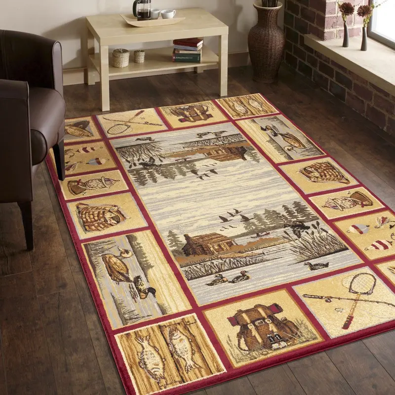 Solid Red Lodge Area Rug (5’3″ x 7’3″) – Nature’s Nest Rustic Style