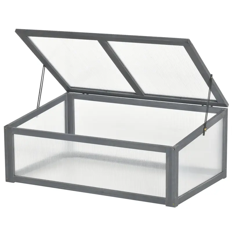 Square Grey Polycarbonate Greenhouse – 100 × 65 × 40 cm, Ventilated Roof Cover