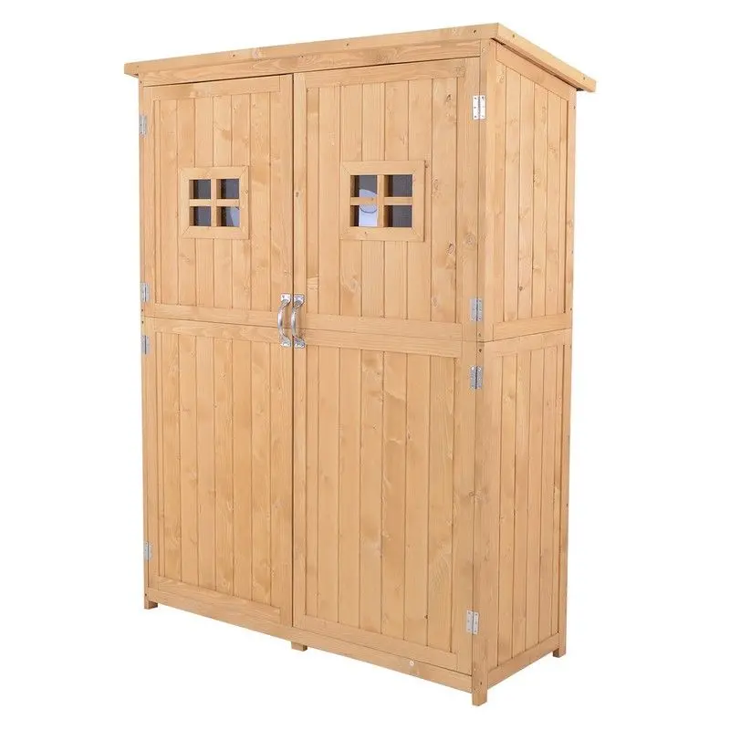 Steadfast Barn-Style Pent Garden Store – 164cm Double Door, Fir Wood, Natural Finish