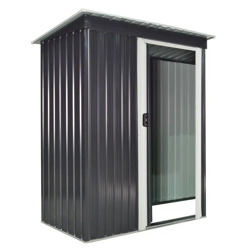 Steadfast Galvanised Steel Pent Garden Store – 5ft × 3ft Single-Door Black Storage Shed