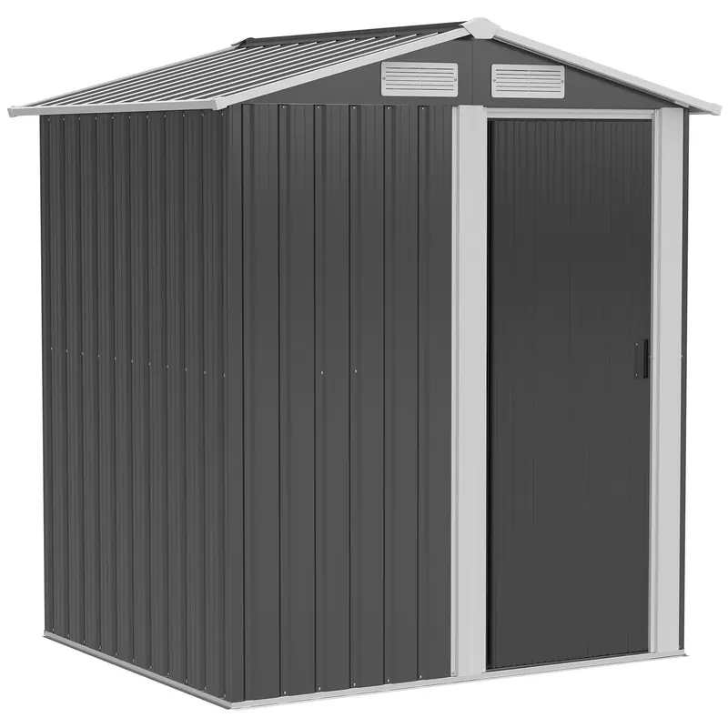 Steadfast Galvanised Steel Reverse Apex Shed – 5ft x 4ft Grey Garden Storage