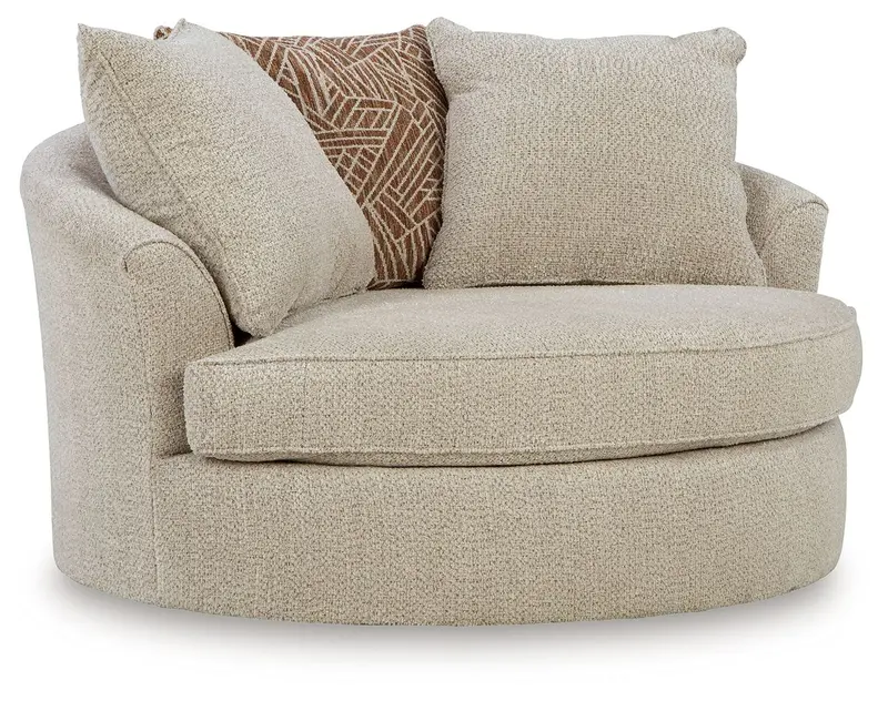 Steelwater Retreat Oversized Swivel Accent Chair in Latte Finish