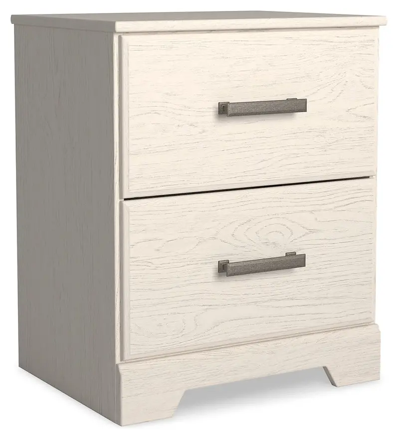Stelsie Minimalist Two-Drawer Nightstand in Crisp White