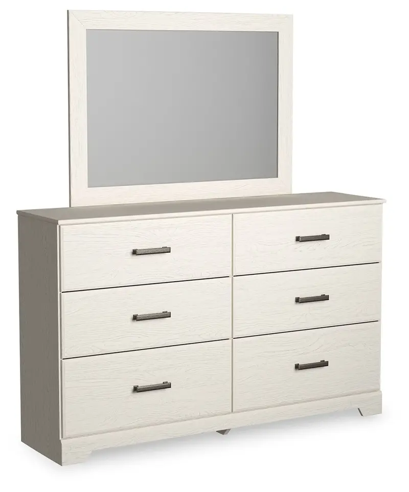 Stelsie White Dresser and Coordinating Wall Mirror