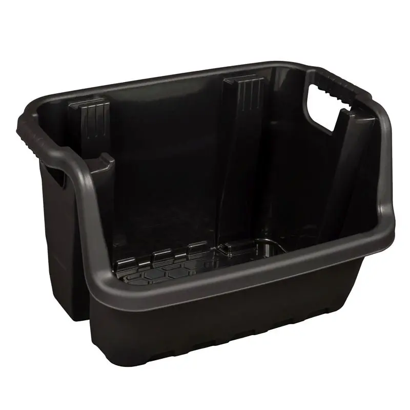 Strata 33.5L Heavy-Duty Black Plastic Organizer – Stackable Storage