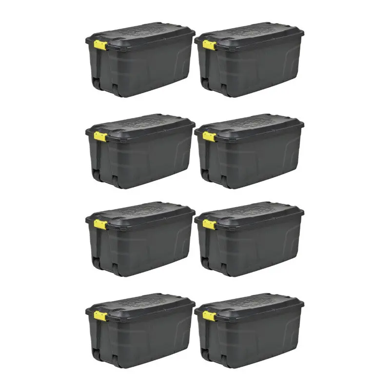 Strata Extra-Large 145L Black Storage Bin – 8-Unit Bundle