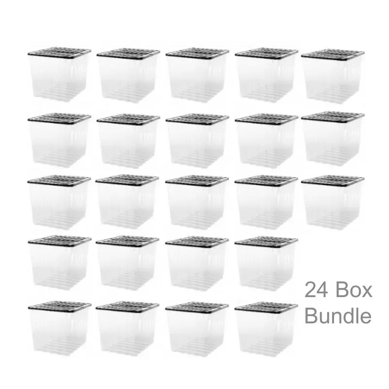 Strata Supa Nova 24-Pack of 110L Clear & Black Plastic Storage Boxes