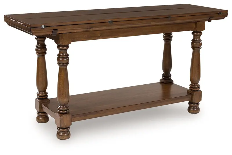 Sturlayne Brown Flip-Top Sofa Table – Space-Saving Console