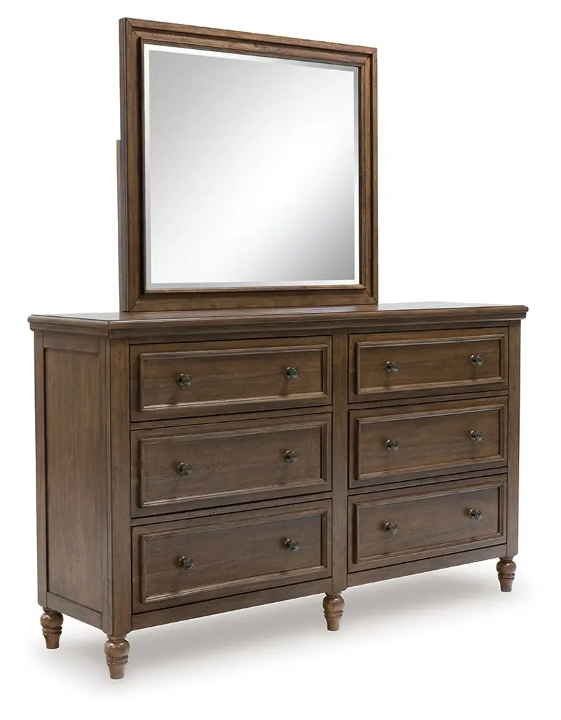 Sturlayne Solid Wood Dresser and Mirror in Rich Brown