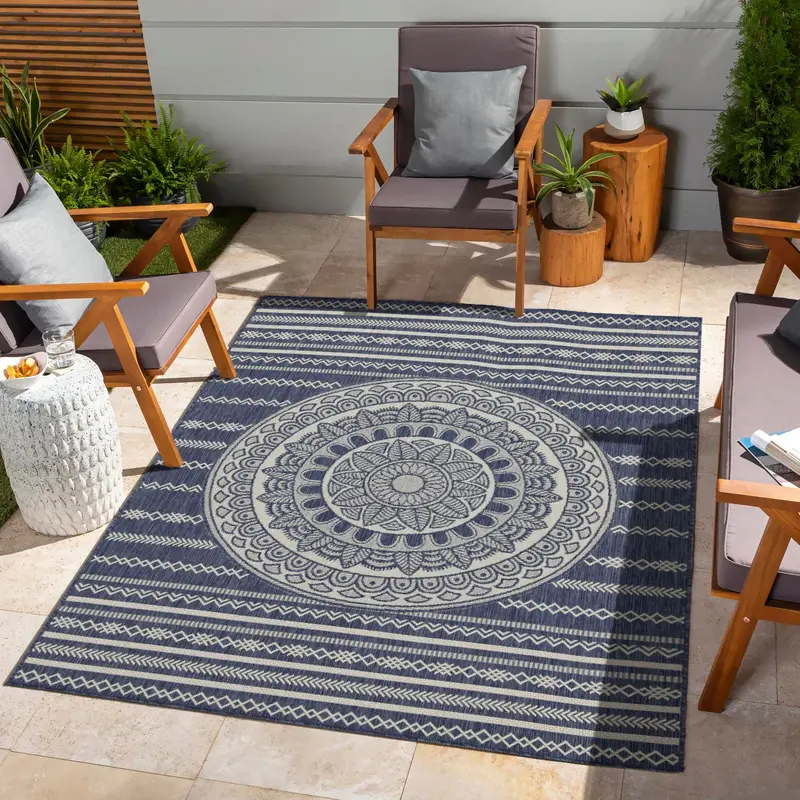 Sunshine Durable Polypropylene Indoor-Outdoor Area Rug – Fade-Resistant & Low-Pile