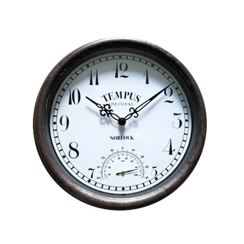 Tempus 12-Inch Decorative Outdoor Wall Clock for Gardens