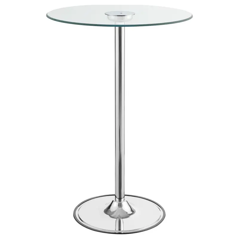 Thea Chrome Round LED Bistro Bar Table with Glass Top