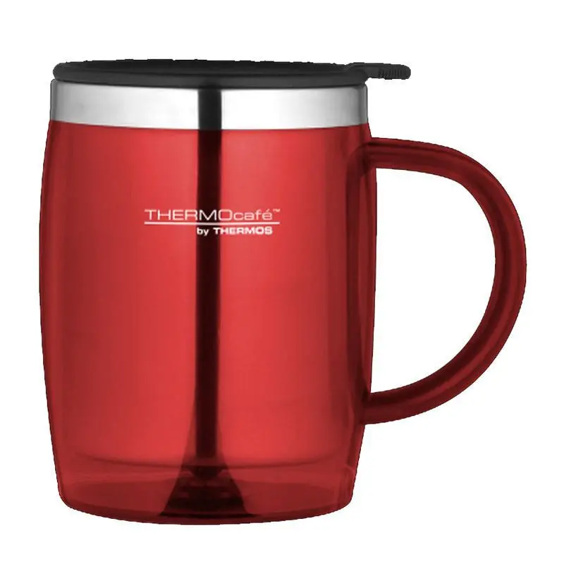 Thermo Cafe Red Desk Mug – 450ml Insulated Ceramic Cup