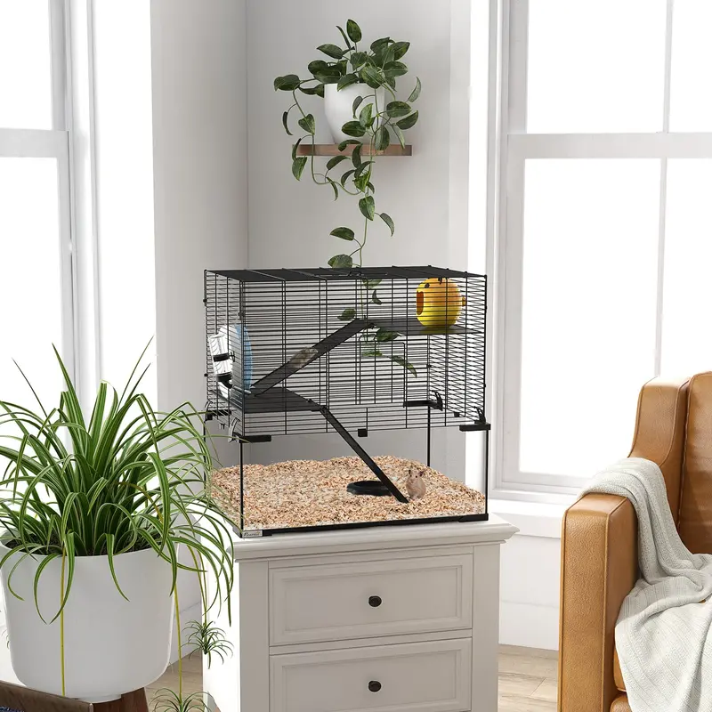 Three-Tier Hamster Habitat – Multi-Level Small Animal Cage by PawHut