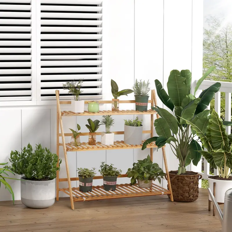 Three-Tier Metal Plant Stand – Modern Tiered Display Shelf for Indoor Greenery