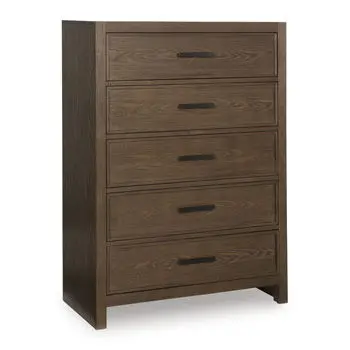 Ticanter Five-Drawer Chest in Warm Brown Finish