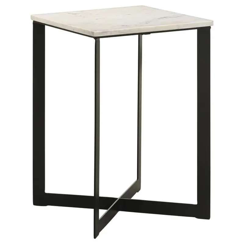 Tobin Square Marble Top Coffee Table with Black Metal Frame