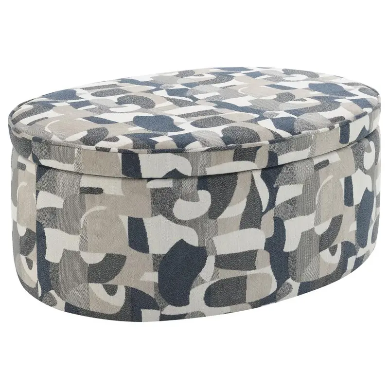 Tomkins Indigo Blue Oval Upholstered Storage Ottoman