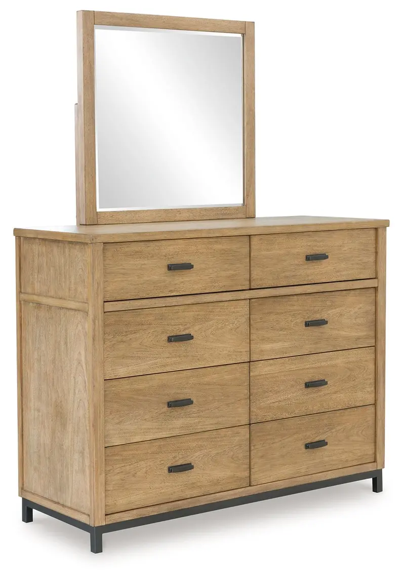Tomtyn Light Brown Dresser with Matching Mirror