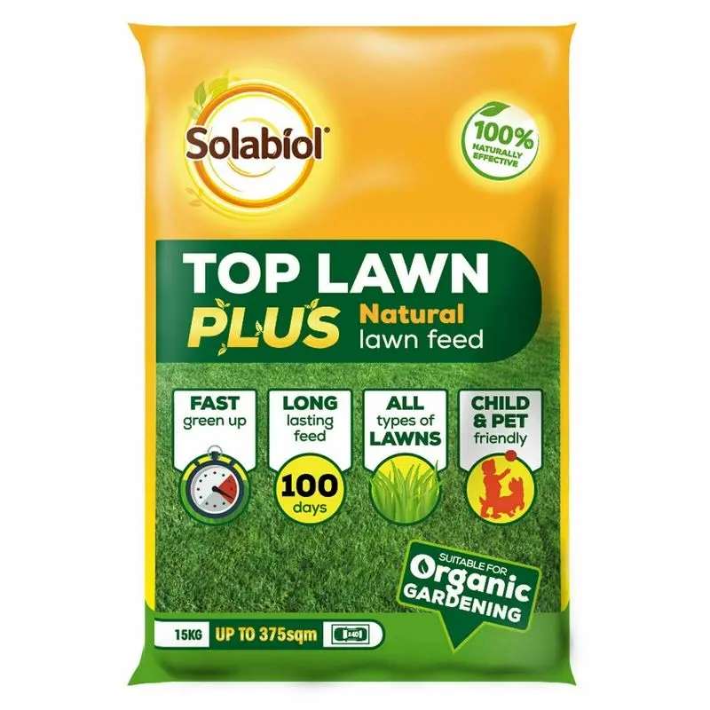 Top Lawn Plus Natural Organic Lawn Fertiliser – 15kg Coverage for Healthy Growth