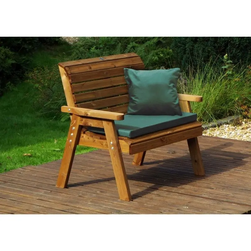 Traditional Two-Seat Garden Bench with Green Cushions – Charles Taylor