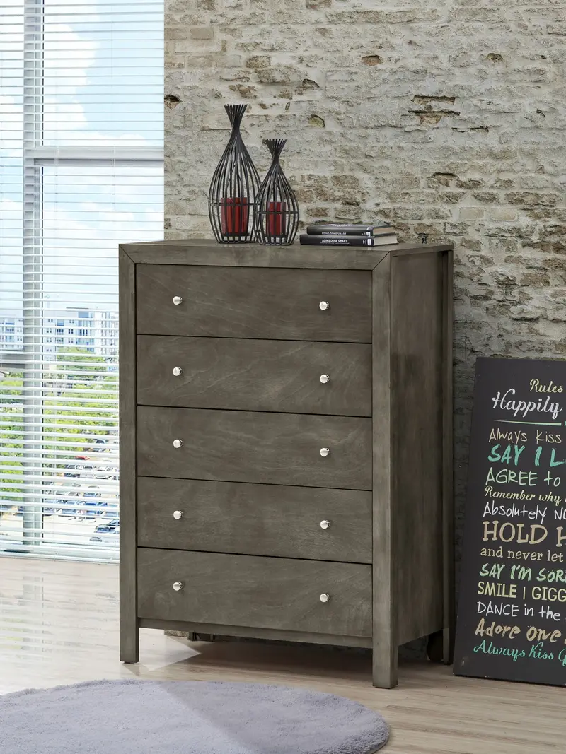 Transitional Gray Storage Chest with Elegant Profile