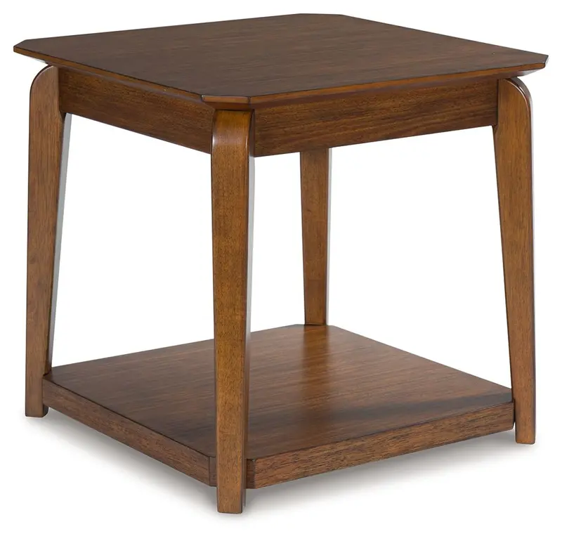 Trenmour Solid Wood Square End Table in Medium Brown