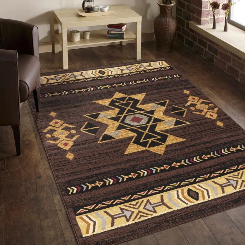 Tribes Southwestern Area Rug – 5’3″ x 7’3″, Earthy Brown Palette