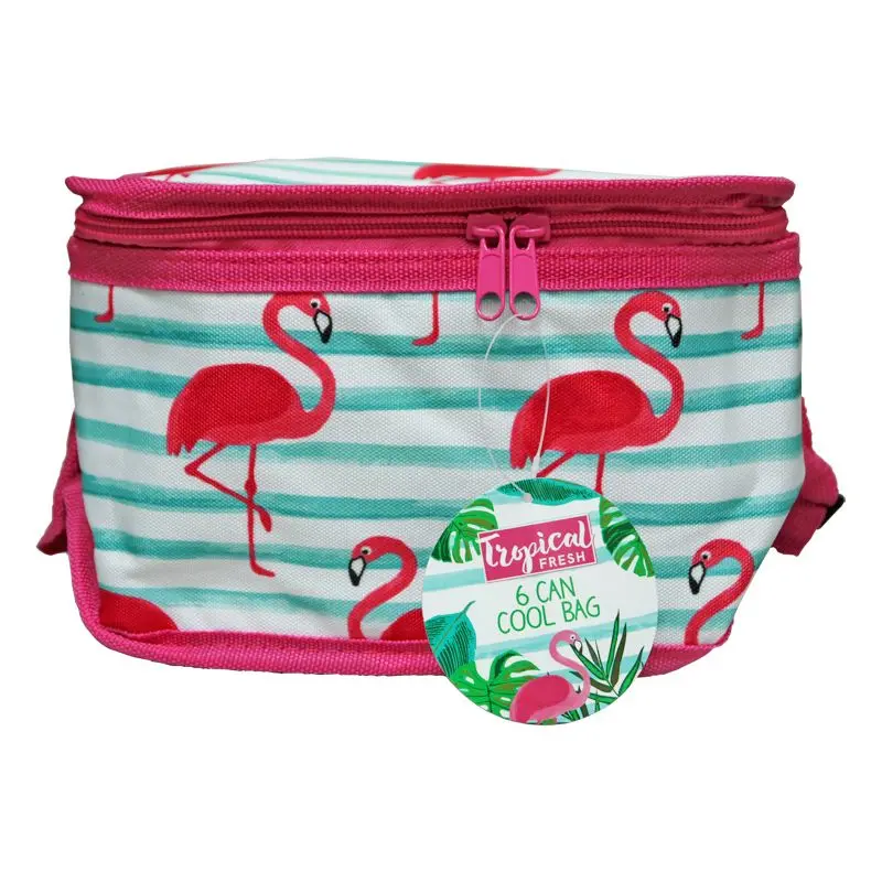 Tropical Flamingo Print 6-Can Insulated Cooler Bag – Lightweight & Portable