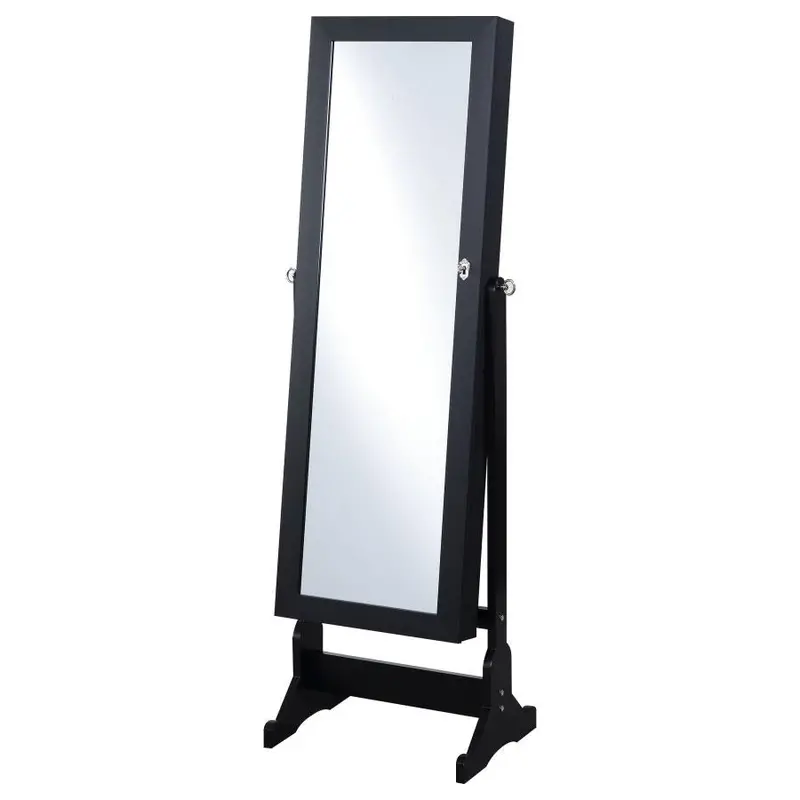 Tutuola Black Full-Length Cheval Mirror with Jewelry Organizer