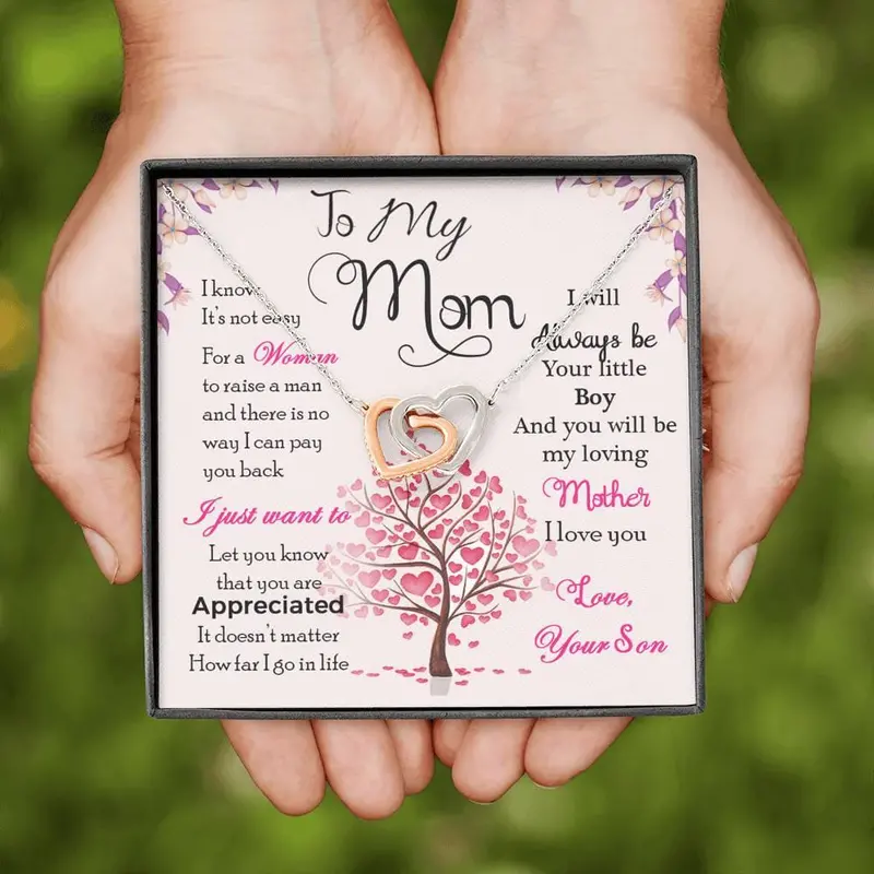 Two-Heart Pendant Necklace – ‘To My Mom’ Sentimental Jewelry