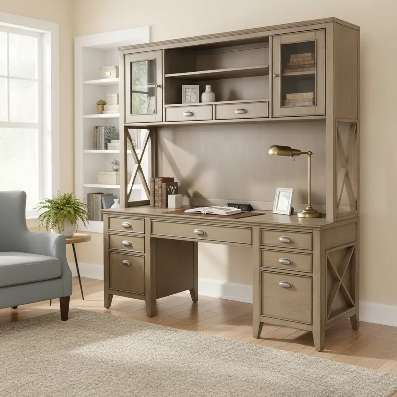 Two-Piece Credenza and Hutch Combo for Living or Dining Space
