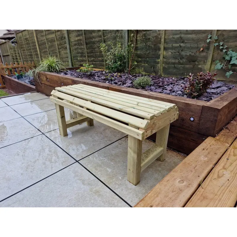 Two-Seat Backless Garden Bench – Rustic Timber Seating by Churnet Valley