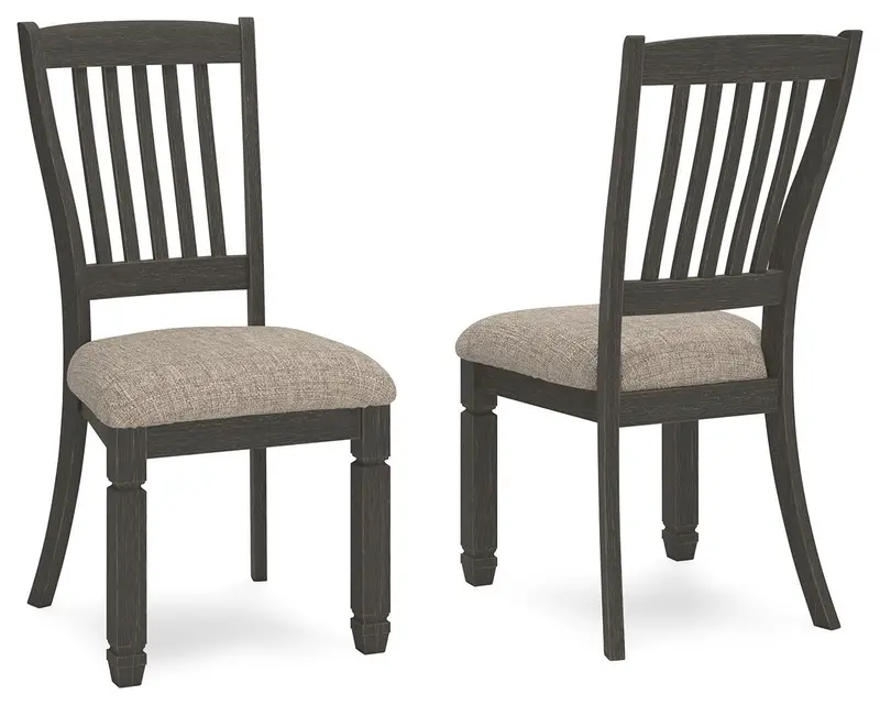 Tyler Creek Black-and-Gray Slatback Dining Chairs – Set of 2, Modern UPH Design
